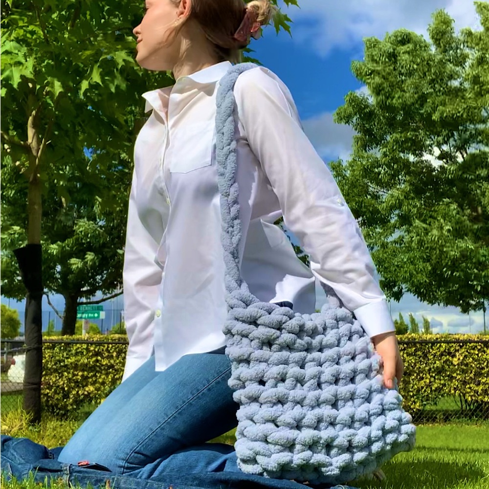 Large Blue Cloud Purse